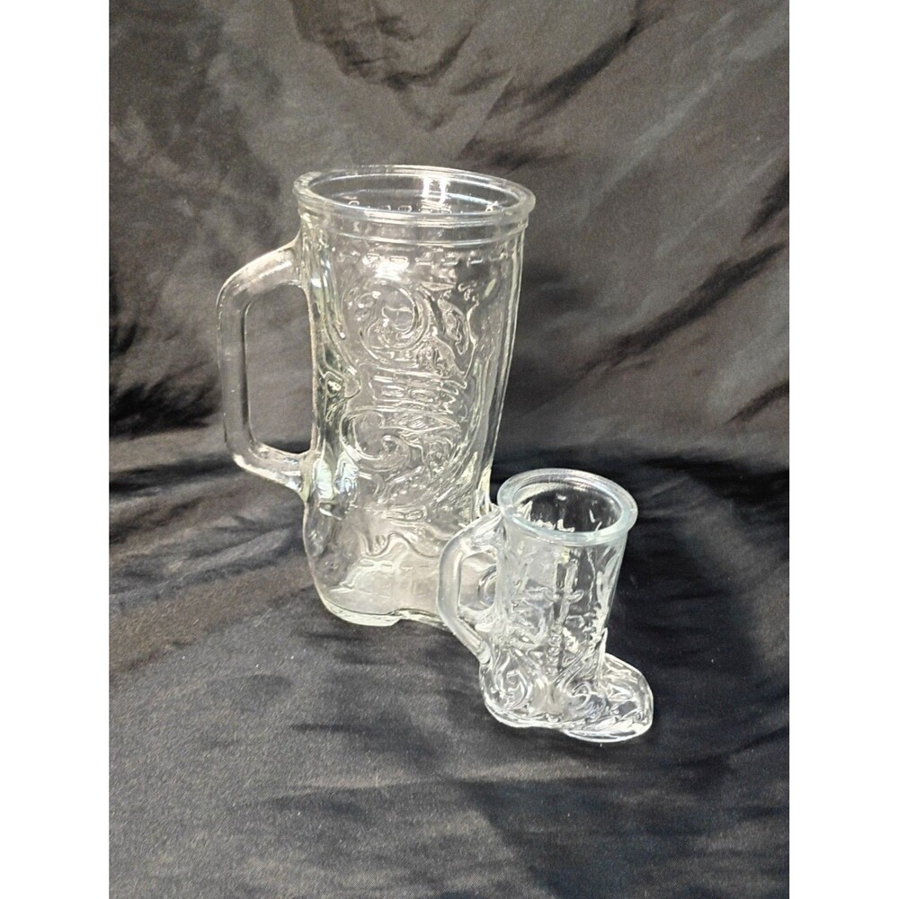 Lot Of 2 Vintage Glass Boots Mug And Shotglass